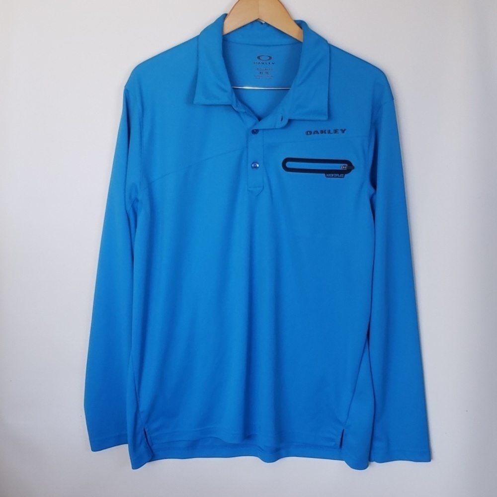 Oakley blue long sleeve polo shirt mens XL